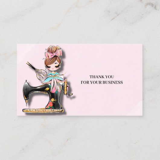 Blumennähmaschine Girl Visitenkarte (Rückseite)