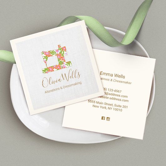 Blumennähmaschine Seamstress Telefonnummerkarte