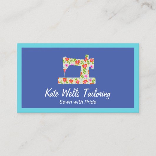 Blumennähmaschine Seamstress Telefonnummerkarte (Vorderseite)