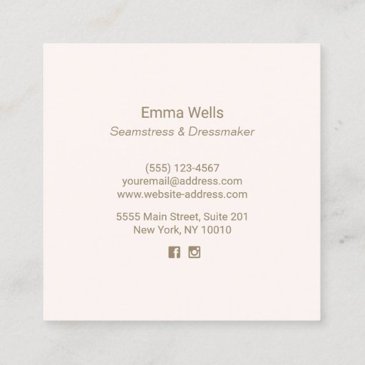 Blumennähmaschine Seamstress Telefonnummerkarte (Rückseite)