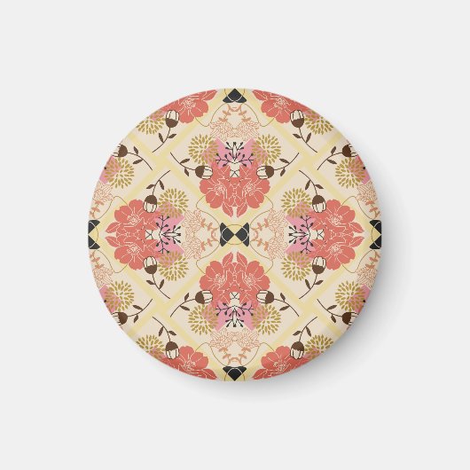 Blumennahtlos Vintages Musterdesign. Magnet (Vorne)