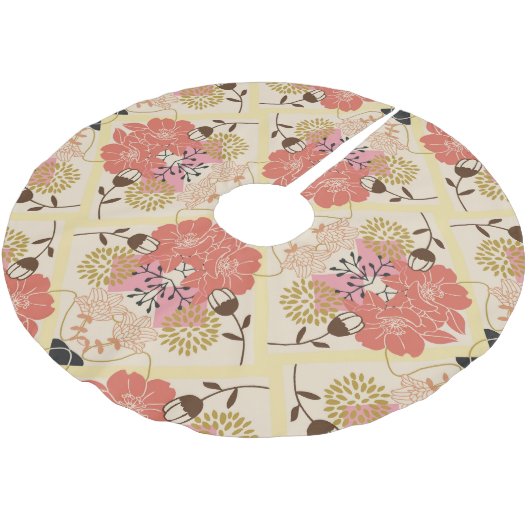 Blumennahtlos Vintages Musterdesign. Polyester Weihnachtsbaumdecke (Schrägansicht)