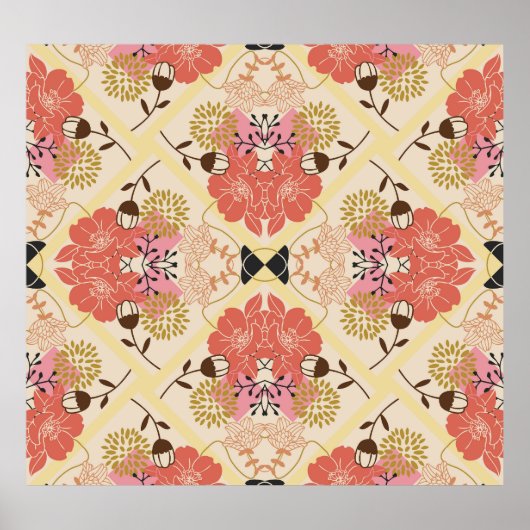 Blumennahtlos Vintages Musterdesign. Poster (Vorne)