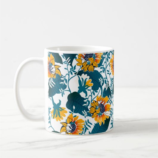 Blumennahtloses Muster, Hintergrund im Jugendstil Kaffeetasse (Links)