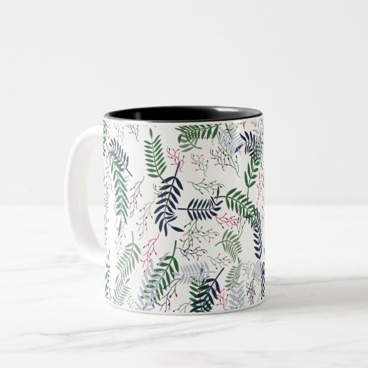 Blumennatur Inspiriert Leaf- und Akzent-Design Zweifarbige Tasse (Vorderseite Links)
