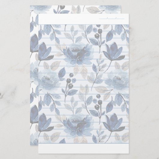 Blumennavy blaues Schreibpapier mit gestrichenem P Briefpapier (Vorne/Hinten)
