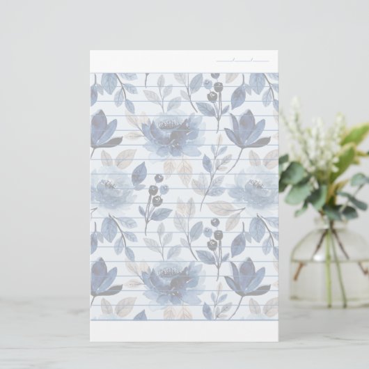 Blumennavy blaues Schreibpapier mit gestrichenem P Briefpapier (Stehend Vorderseite)