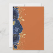 Blumennavy Blue Gold Burnt Orange Save the Date Ankündigung (Rückseite)