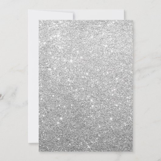 Blumennavy Blue Silver Glitzern Brautparty Einladung (Rückseite)