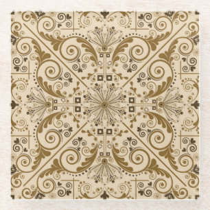 Blumennostalgie: Klassischer Vintager Hintergrund. Glasuntersetzer