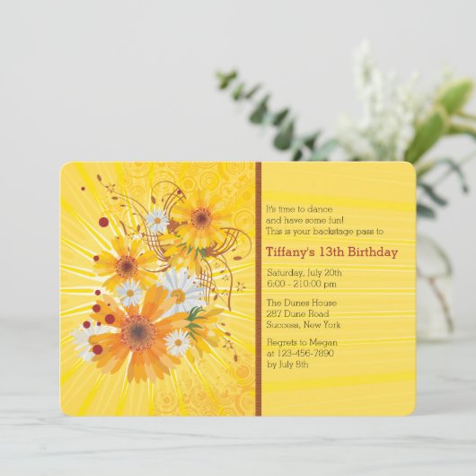 Blumennoten - Einladung (Stehend Vorderseite)