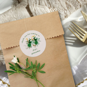 Blumennummer 15 Ivory Green und Gold Quinceanera Runder Aufkleber
