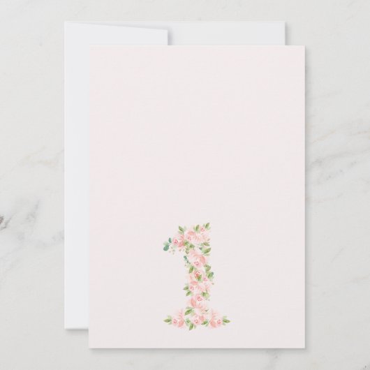 Blumennummer Bunny Rabbit 1. Geburtstag Einladung (Rückseite)