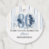 Blumennummer des 80. Geburtstages blaues Party Geschenkanhänger (Vorderseite)