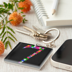 Blumennummer Sieben Schlüsselanhänger