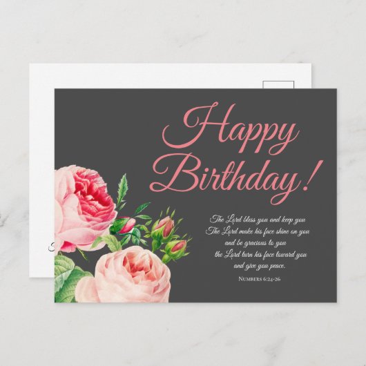 Blumennummern 6:24-26 Geburtstag Postkarte (Vorne/Hinten)