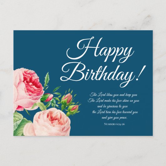 Blumennummern 6:24-26 Geburtstag Postkarte (Vorderseite)