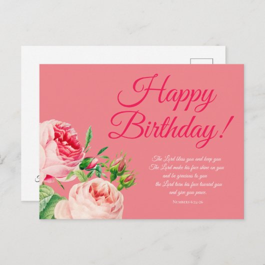 Blumennummern 6:24-26 Geburtstag Postkarte (Vorne/Hinten)