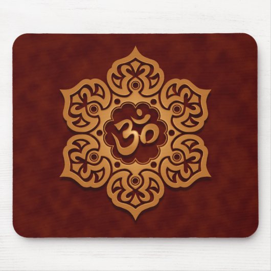 Blumenohm-Entwurf (goldenes Rot) Mousepad (Vorne)