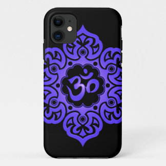 BlumenOm-Entwurf - Blau und Schwarzes iPhone 11 Hülle