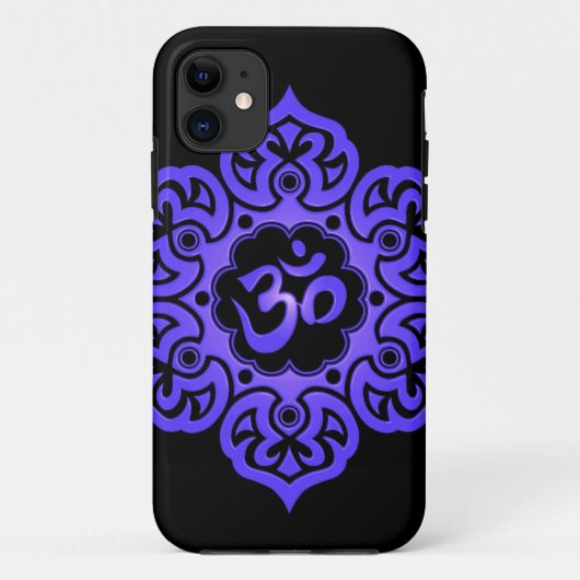 BlumenOm-Entwurf - Blau und Schwarzes Case-Mate iPhone Hülle (Rückseite)