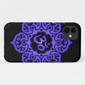 BlumenOm-Entwurf - Blau und Schwarzes Case-Mate iPhone Hülle (Rückseite (Horizontal))