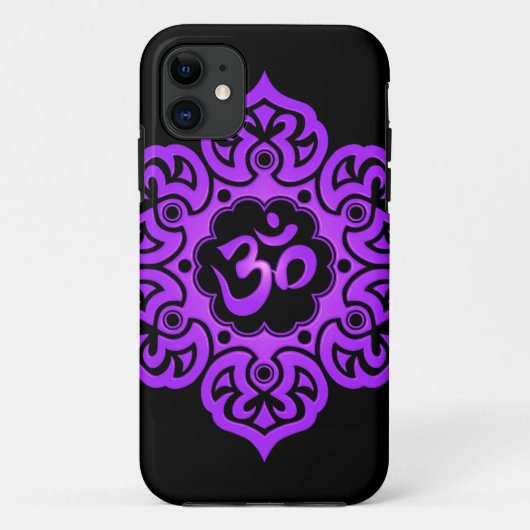 BlumenOm-Entwurf - lila und schwarz Case-Mate iPhone Hülle (Rückseite)