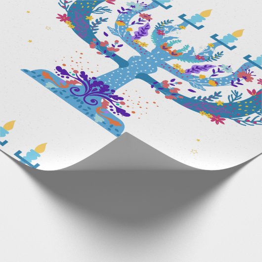 Blumenorah hanukkah geschenkpapier (Ecke)