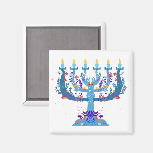 Blumenorah hanukkah magnet (Vorderseite/Rückseite)