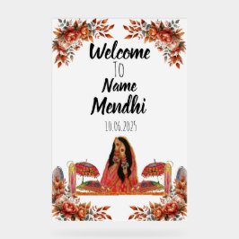 Blumenorange Acrylmendhi Schild. Akryling Acrylschild