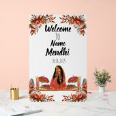 Blumenorange Acrylmendhi Schild. Akryling Acrylschild (Hochzeit)