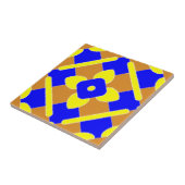 Blumenorange Blau und Gelb Spanische Ziegel Fliese (Seite)