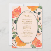 Blumenorange Blume Peach Wedding Einladung (Vorderseite)