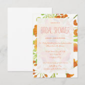 Blumenorange Braun-Dusche Einladung (Vorne/Hinten)