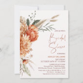 Blumenorange Braunen Fall im Brautparty der Liebe Einladung (Vorderseite)