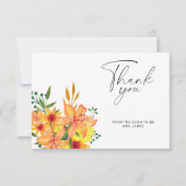 Blumenorange Brautparty Dankeschön Karte (Vorderseite)