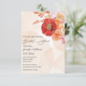 Blumenorange-Brautparty Einladung (Stehend Vorderseite)