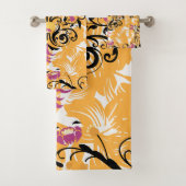 Blumenorange-Design, langes Leben Badhandtuch Set (Insitu)