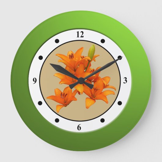 Blumenorange Garden Blume Moderne Trends Große Wanduhr (Vorderseite)