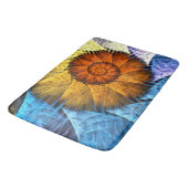 Blumenorange Gelb Blau Abstrakte Kunst Badematte (Schrägansicht)