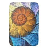 Blumenorange Gelb Blau Abstrakte Kunst Badematte (Vorderseite Vertikal)