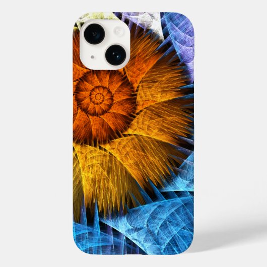 Blumenorange Gelb Blau Abstrakte Kunst Case-Mate iPhone Hülle (Rückseite)