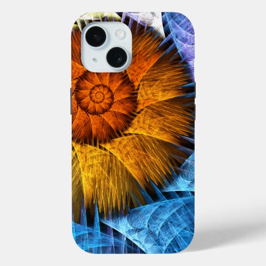 Blumenorange Gelb Blau Abstrakte Kunst Case-Mate iPhone Hülle (Rückseite)