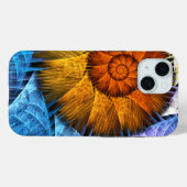 Blumenorange Gelb Blau Abstrakte Kunst Case-Mate iPhone Hülle (Rückseite (Horizontal))
