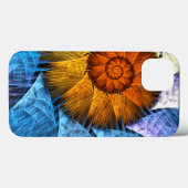Blumenorange Gelb Blau Abstrakte Kunst Case-Mate iPhone Hülle (Rückseite (Horizontal))