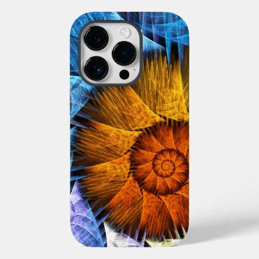 Blumenorange Gelb Blau Abstrakte Kunst Case-Mate iPhone Hülle (Rückseite)