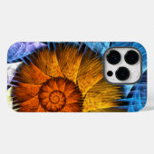 Blumenorange Gelb Blau Abstrakte Kunst Case-Mate iPhone Hülle (Rückseite (Horizontal))