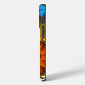 Blumenorange Gelb Blau Abstrakte Kunst Case-Mate iPhone Hülle (Rückseite / Links)
