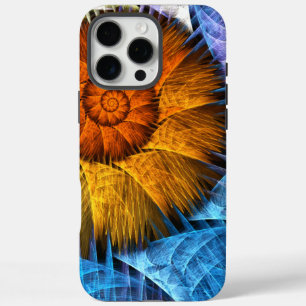 Blumenorange Gelb Blau Abstrakte Kunst iPhone 16 Pro Max Hülle