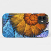 Blumenorange Gelb Blau Abstrakte Kunst Case-Mate iPhone Hülle (Rückseite (Horizontal))